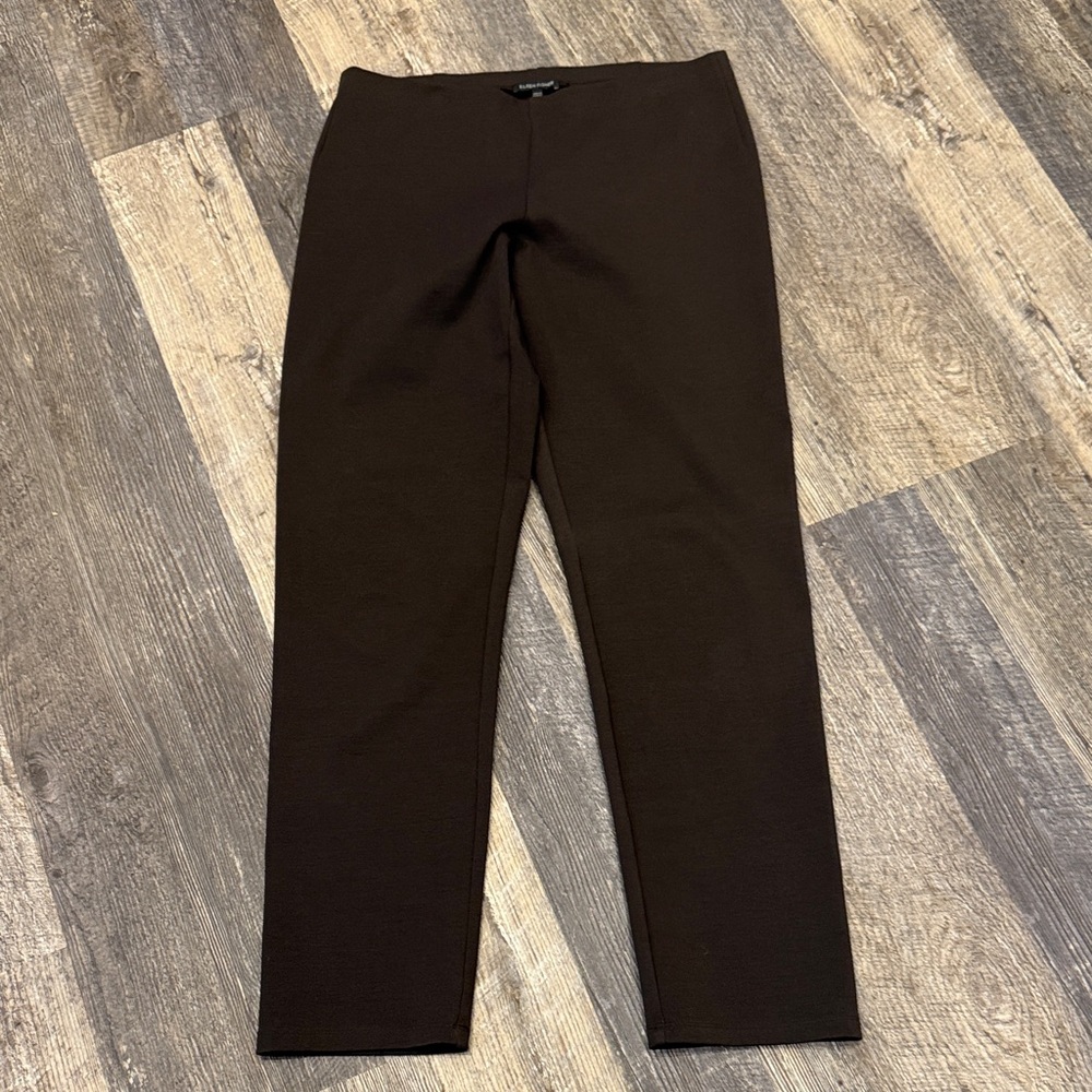 Eileen Fisher Chocolate Slim Ankle Pants Women Size M Stretch Crepe Slim Pull On